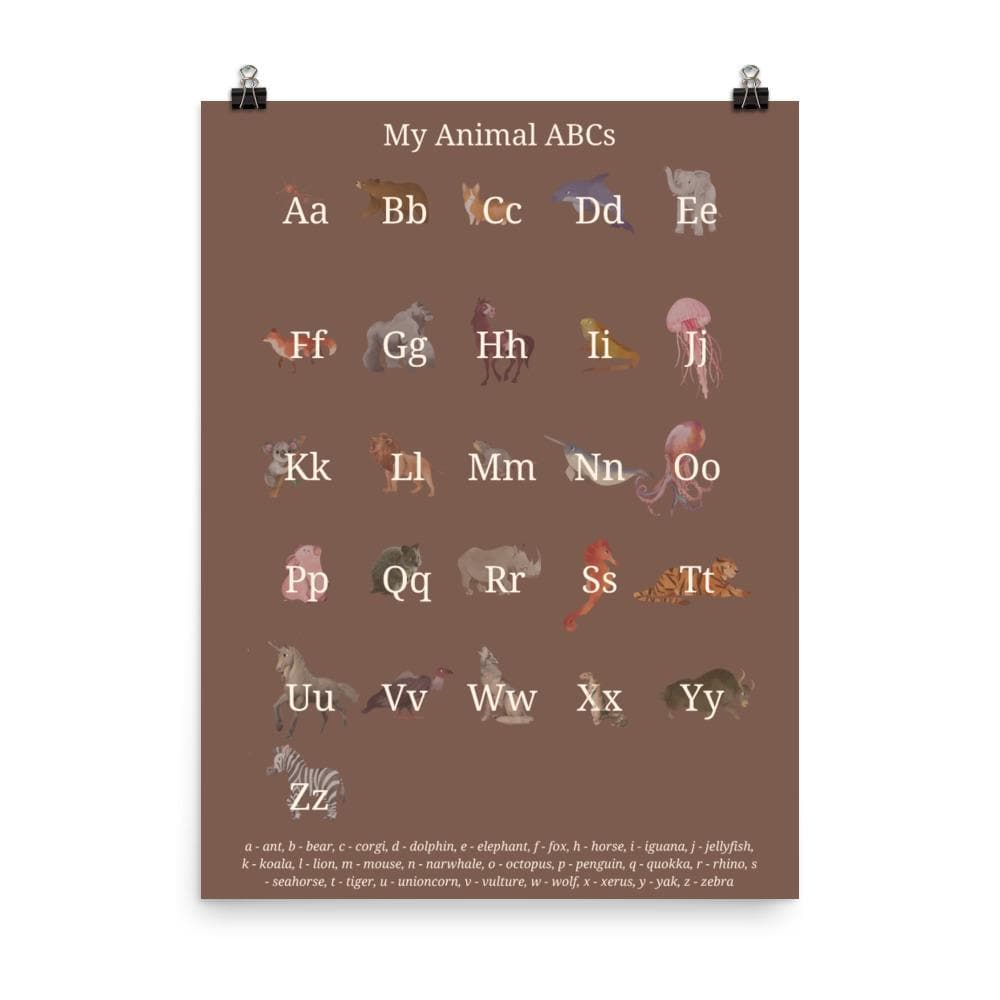 Wolfie's ABC educational poster | cocoa