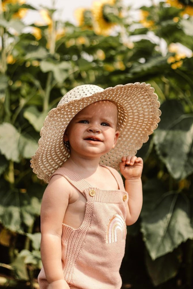 Rainbow knitted romper | blush