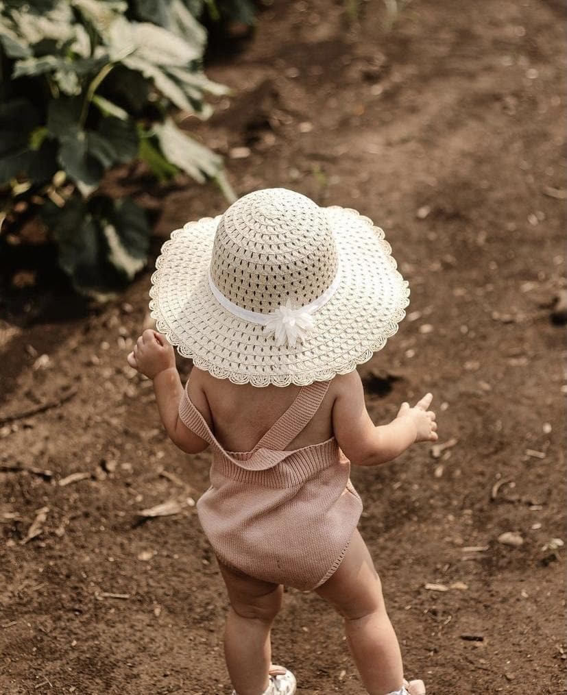 Rainbow knitted romper | blush