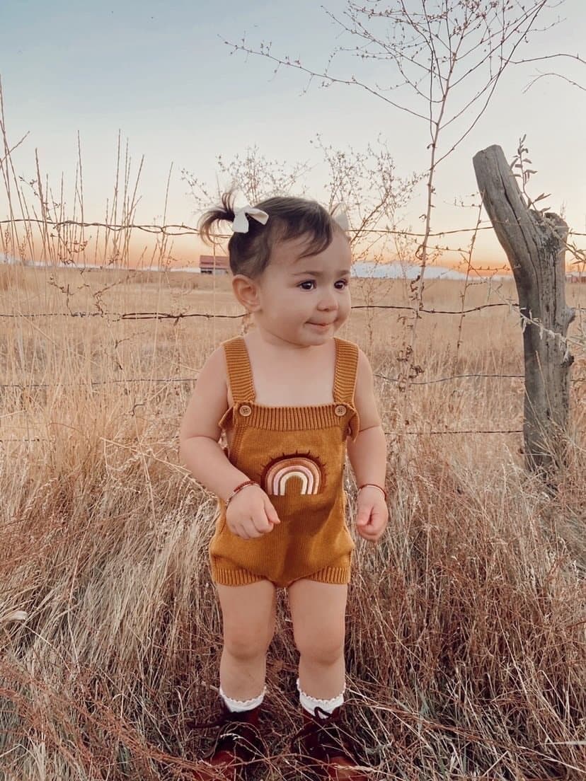 Rainbow knitted romper | honey