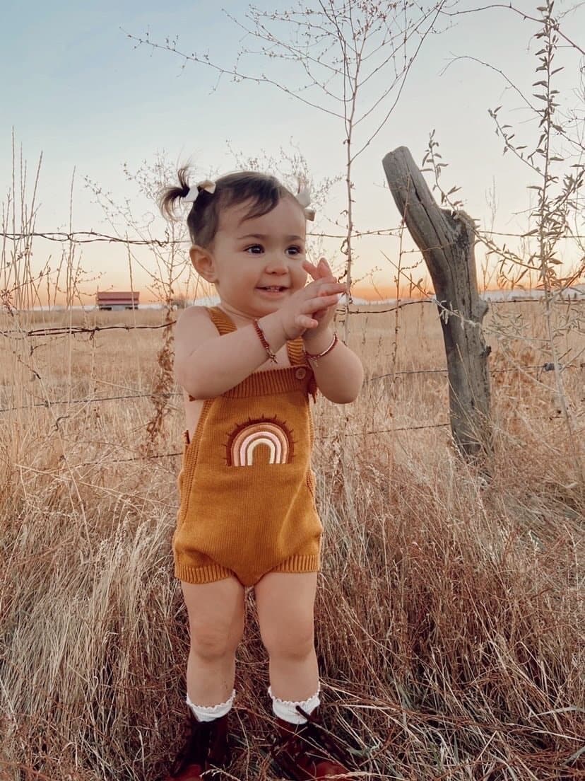 Rainbow knitted romper | honey