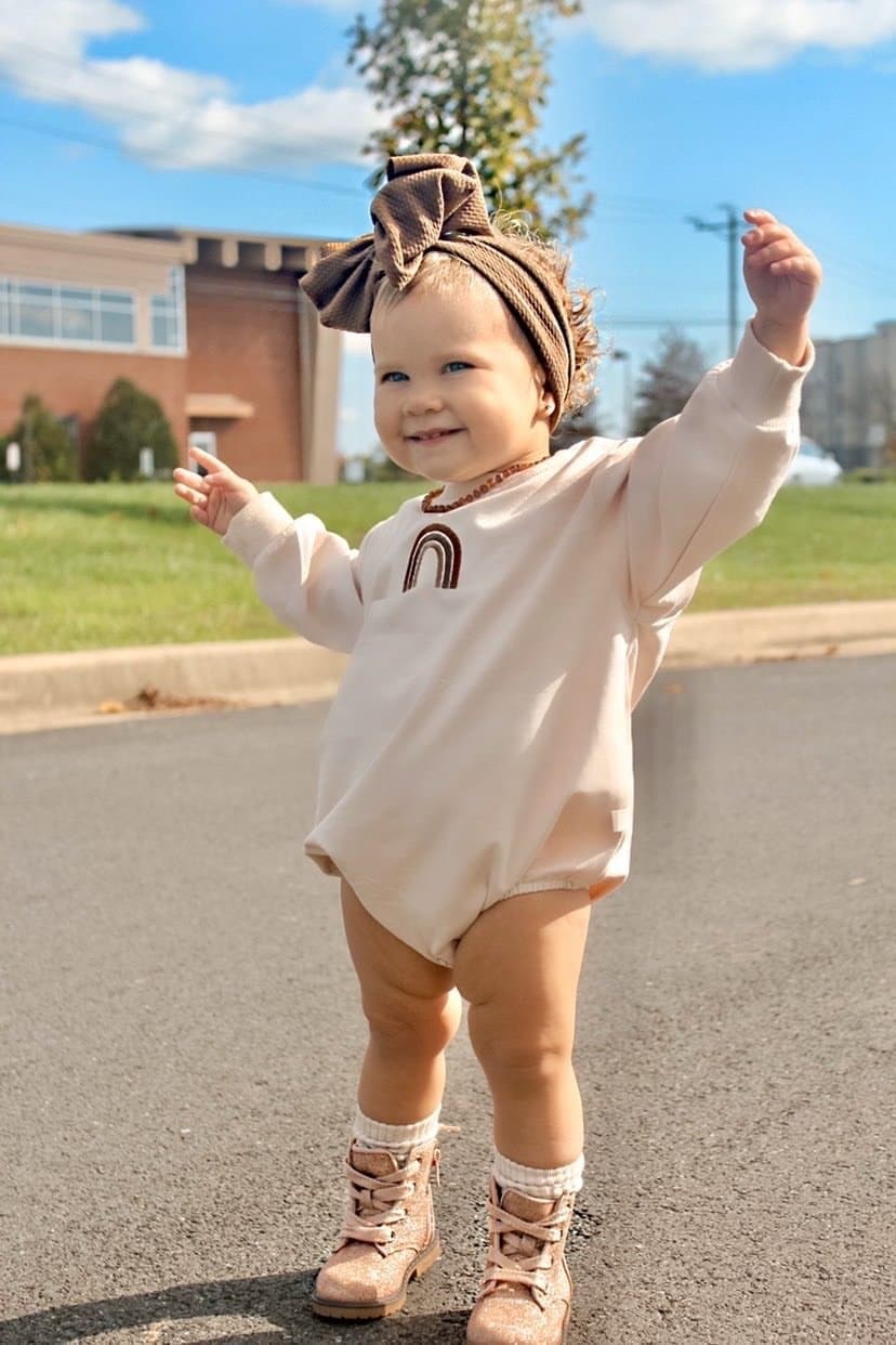 Rainbow winter romper | cream