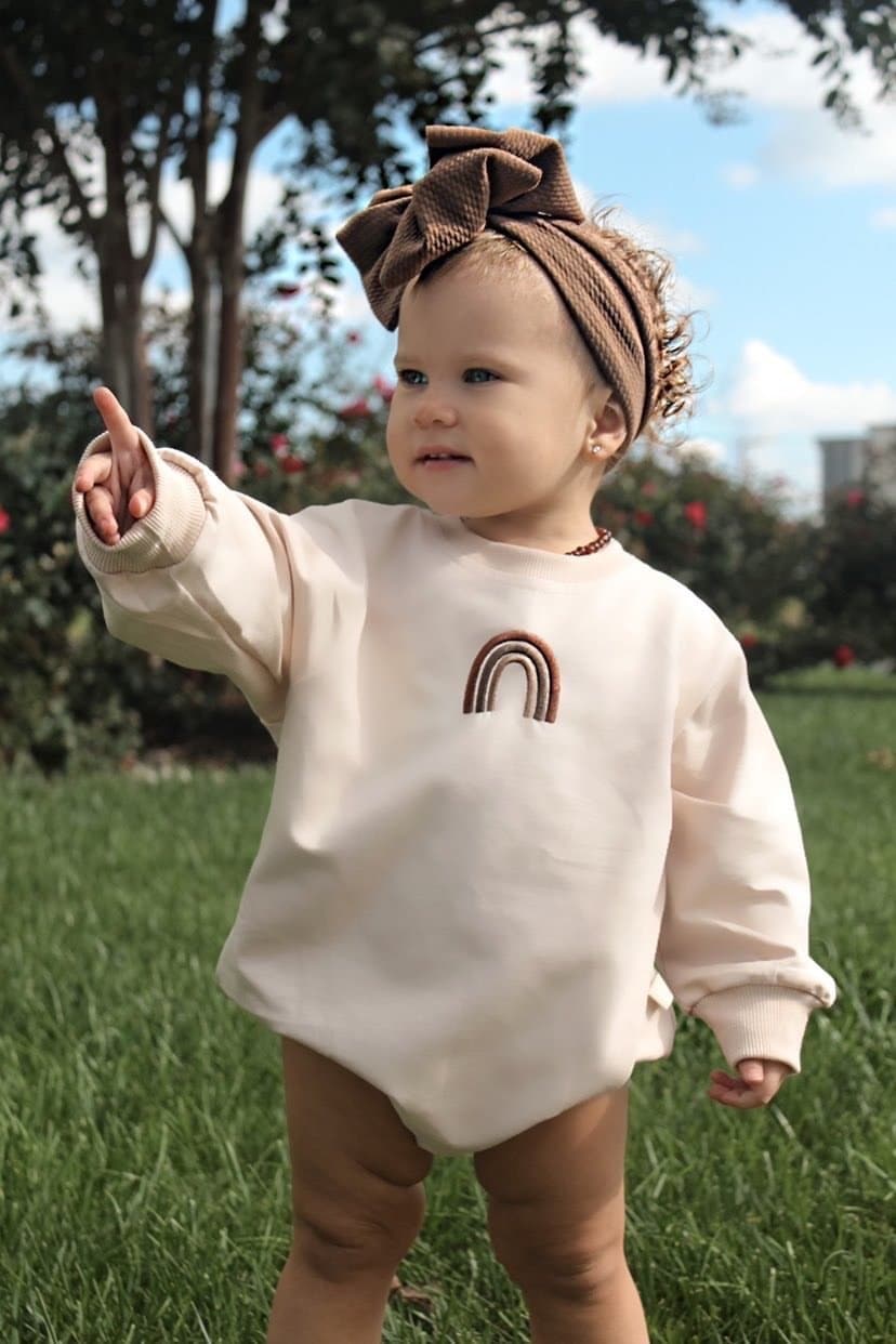 Rainbow winter romper | cream