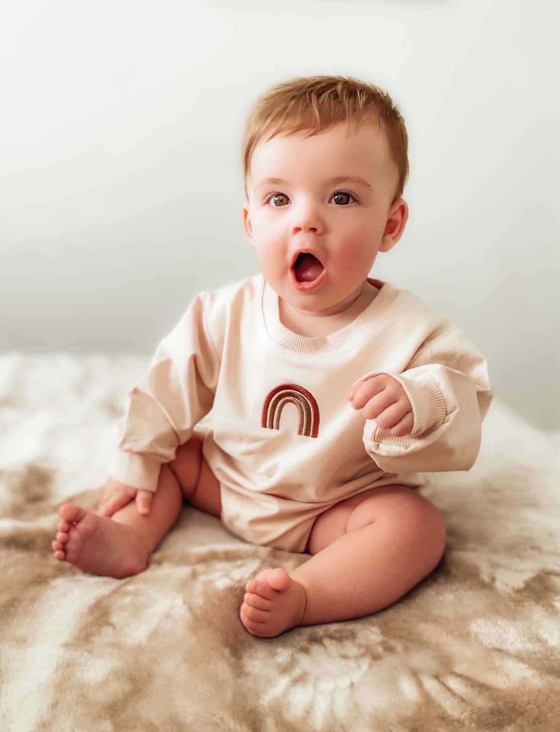 Rainbow winter romper | cream