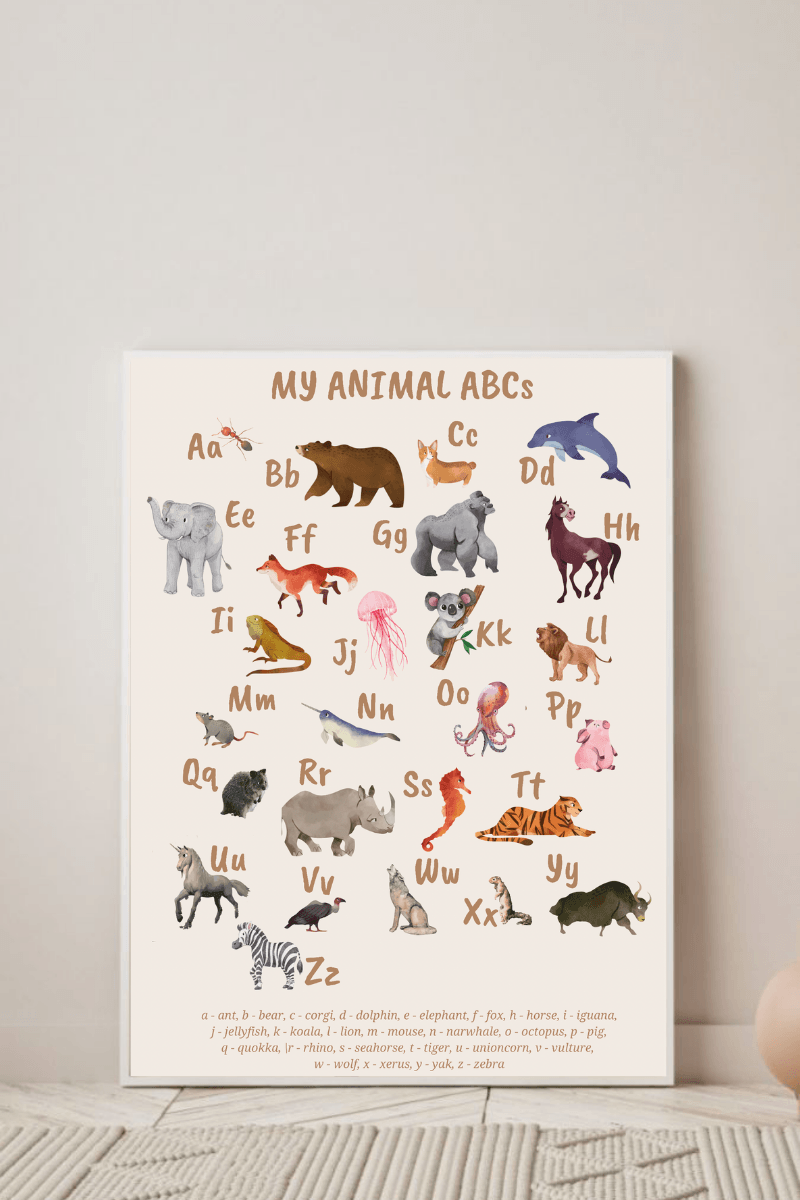 Wolfie's ABC educational poster | cream